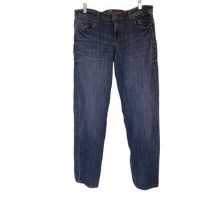 KUT boyfriend straight Jeans size 6 dark to mid wash distressed